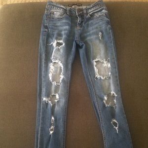 medium washed distressed jeans